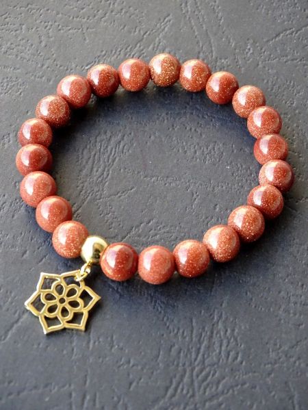 Goldstone and Mandala Pendant, Bracelet